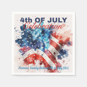 Serviette En Papier Patriotique Red White and Blue USA Flag Party
