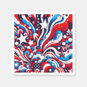 Serviette En Papier Patriotique rouge, blanc et bleu 4 juillet