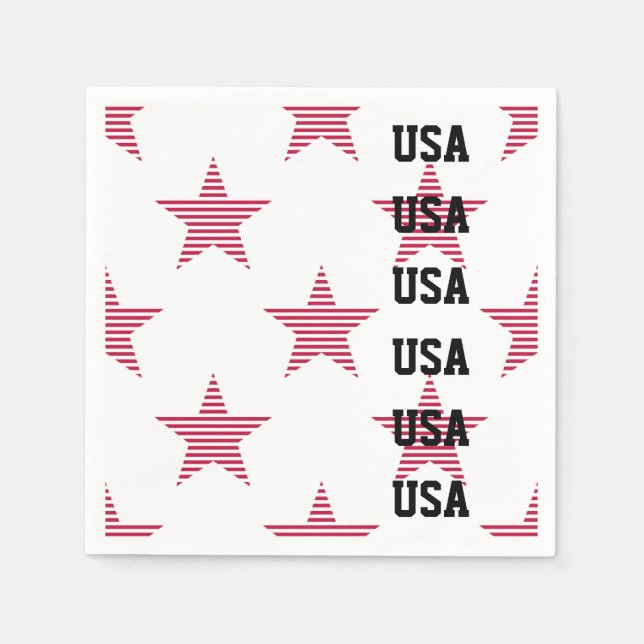 Serviette En Papier Patriotique USA Étoiles Rouge Blanc Bleu Sports ol (Devant)