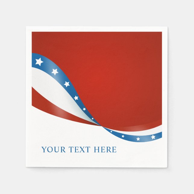 Serviette En Papier Patriotique USA Rouge Blanc et Bleu avec étoiles (Devant)