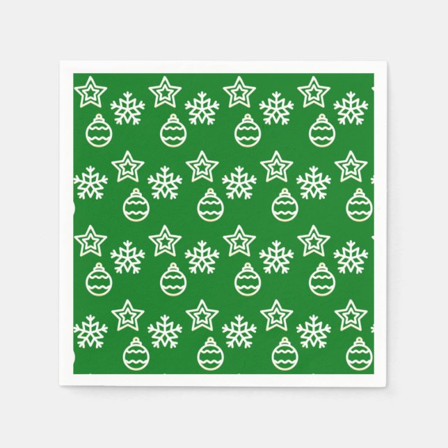 Serviette En Papier Patte Vectorielle de Noël sur Vert (Devant)