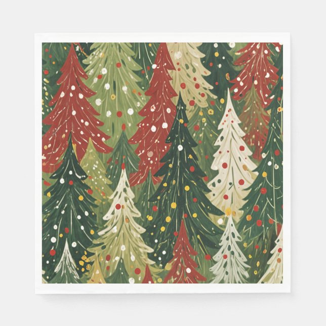 Serviette En Papier Patterned Forest of Festive Pines (Devant)