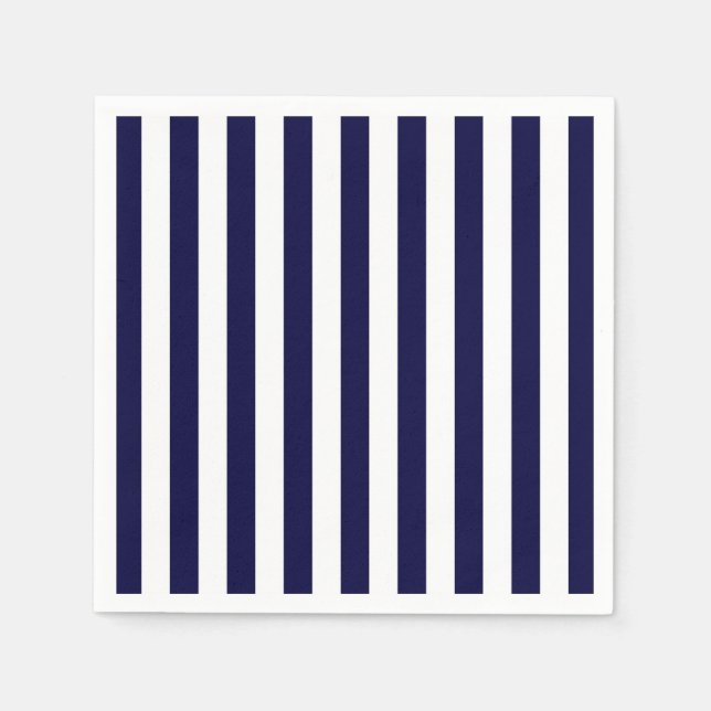 Serviette En Papier Patters de Classic Navy Blue et White Stripe (Devant)