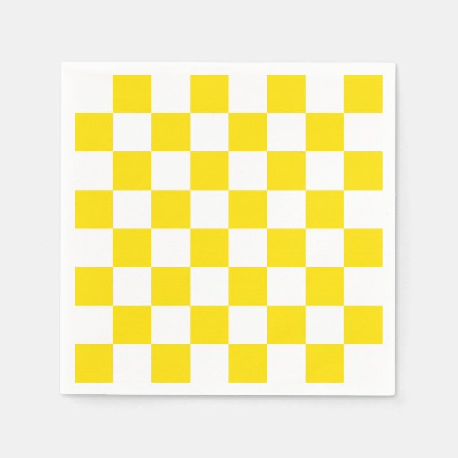 Serviette En Papier Patters de Yellow and White Checker Board (Devant)