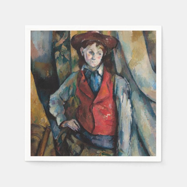 Serviette En Papier Paul Cezanne - Garçon dans la veste rouge (Devant)