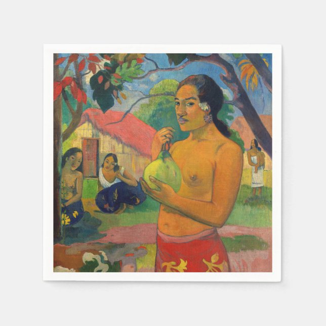 Serviette En Papier Paul Gauguin - Une femme tenant un fruit (Devant)
