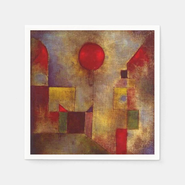 Serviette En Papier Paul Klee Ballons rouges Art coloré Abstrait (Devant)