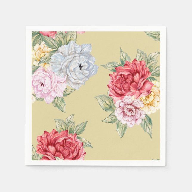 Serviette En Papier Pavot floral nuptiale (Devant)