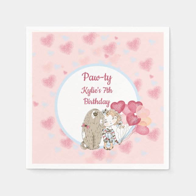 Serviette En Papier Paw-ty Chien Anniversaire de la fête de Naples (Devant)