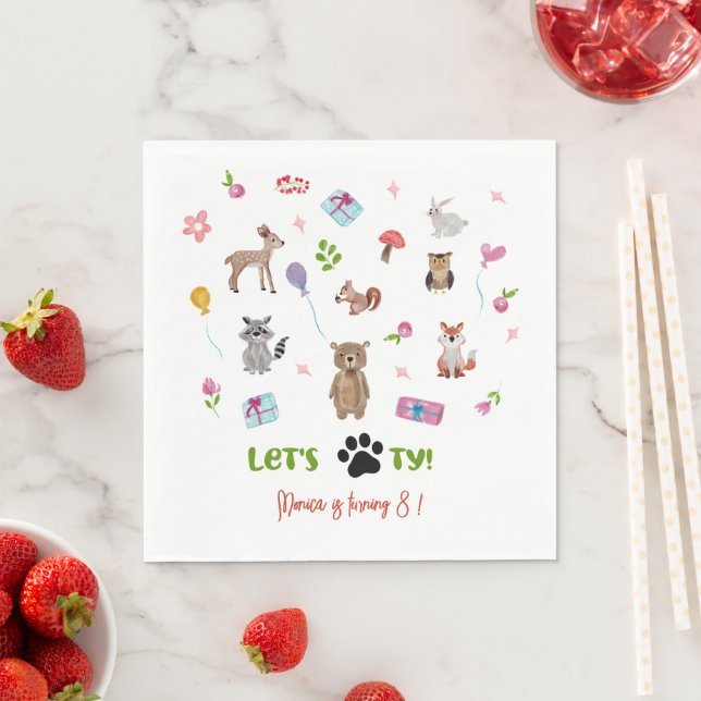 Serviette En Papier Pawty ! anniversaires de enfants d'animaux sauvage (En situation)
