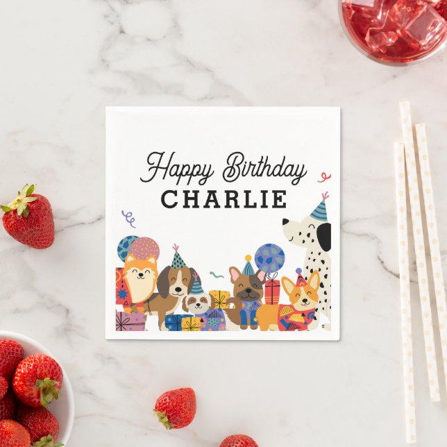 Serviette En Papier Pawty Chien Chien Chien Chien Chiot fête d'anniver (En situation)