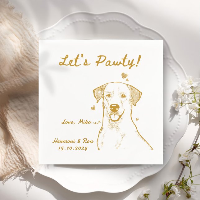 Serviette En Papier Pawty Drawn Funny Chien Simple Mariage (Créateur téléchargé)