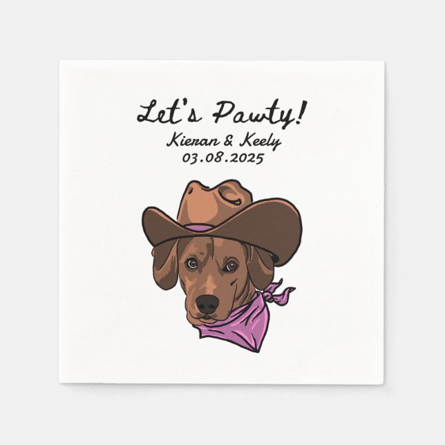 Serviette En Papier Pawty Drawn personnalisées Mariages serviettes (Devant)