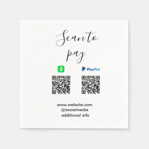 Serviette En Papier Paypal Cashapp scan pour payer QR ajoutez le nom d