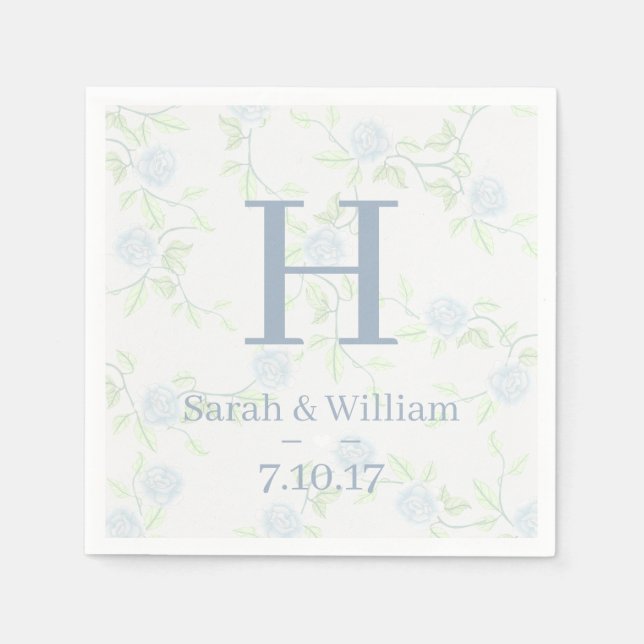 Serviette En Papier Pays Élégant bleu clair Rose Mariage (Devant)