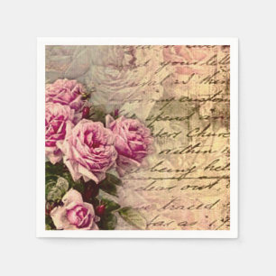 Serviette En Papier Pays français chic, roses chics et roses minables