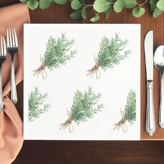 Serviette En Papier Pays Français Rosemary Rustique Mariage Napkin (Créateur téléchargé)