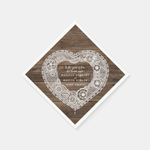 Serviette En Papier Pays mariage bois rustique et dentelle serviettes 