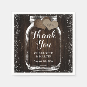 Serviette En Papier Pays Mason Jar Grange Mariage Merci en bois