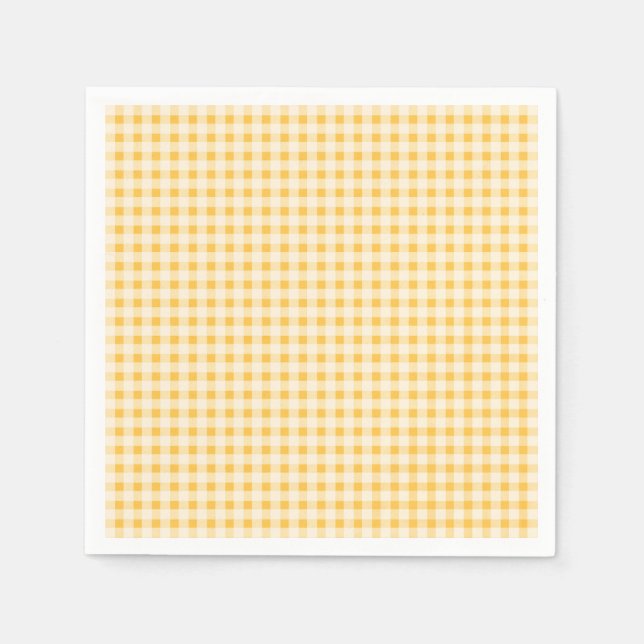 SERVIETTE EN PAPIER PAYS RUSTIQUE JAUNE EN VICHY NAPKIN (Devant)