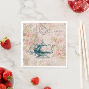Serviette En Papier Pays vintage Botanique Paris Tea Party