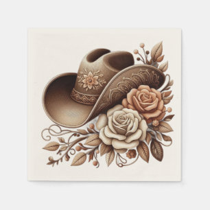 Serviette En Papier Pays Western Cowgirl Casquette avec fleurs