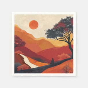 Serviette En Papier Paysage Abstrait de Boho (19)