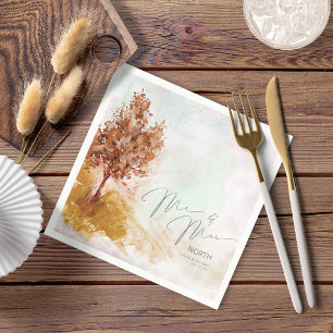 Serviette En Papier Paysage aquarelle M. & Mme. Automne Gold ID786