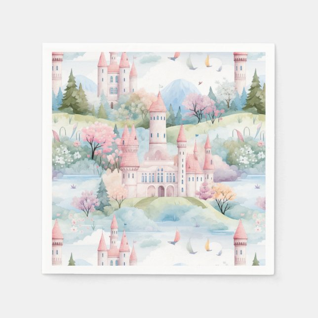 Serviette En Papier Paysage de château enchanteur (Devant)