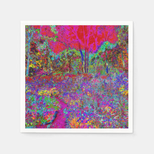 Serviette En Papier Paysage de jardin psychédélique impressionniste