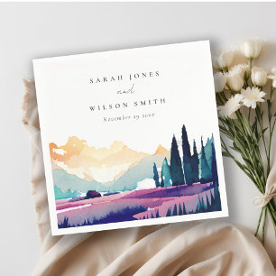 Serviette En Papier Paysage de mariage de champs de lilas de campagne 