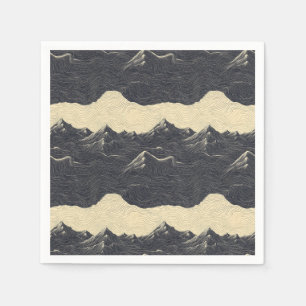 Serviette En Papier Paysage de Montagne Vintage avec Nuages (6)