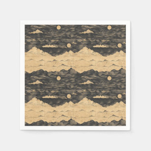 Serviette En Papier Paysage de Montagne Vintage avec Nuages (7)