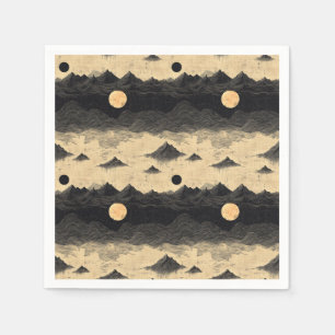 Serviette En Papier Paysage de Montagne Vintage avec Nuages (8)