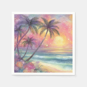 Serviette En Papier Paysage de plage tropical de rêve