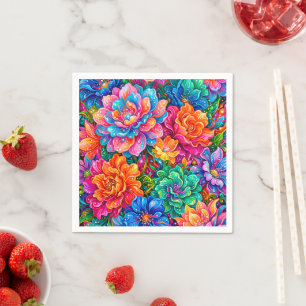 Serviette En Papier Paysage de rêves de fleurs vibrantes – Psychedeliq