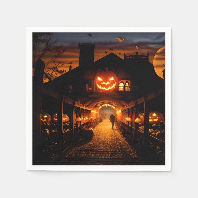 Serviette En Papier Paysage d'Halloween cinq (Devant)