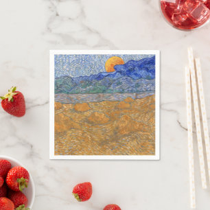Serviette En Papier Paysage du soir avec la lune montante par Van Gogh