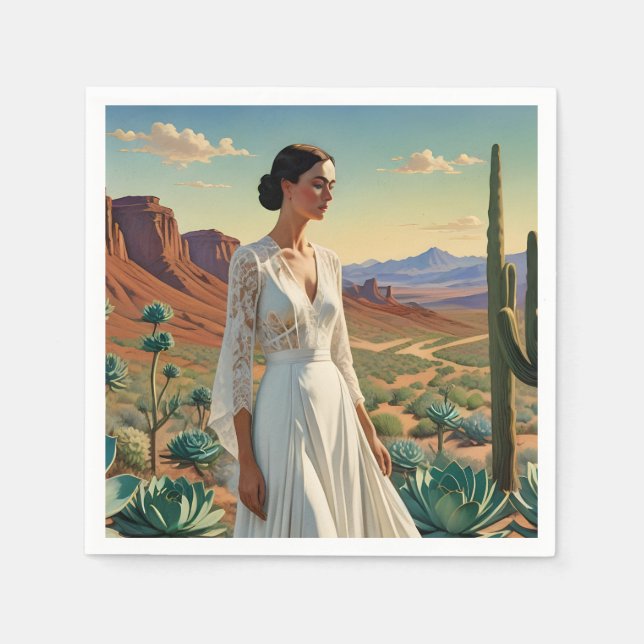 Serviette En Papier Paysage magnifique avec une femme art spirituel (Devant)