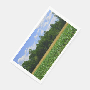 Serviette En Papier Paysage rural d'un champ de maïs & blé & ciel bleu