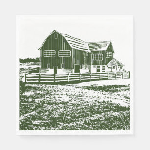 Serviette En Papier Paysage rural maison de ferme de style coupe