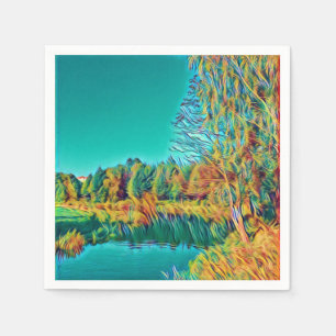 Serviette En Papier Paysage rural Papier d'art original Napkin