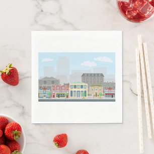 Serviette En Papier Paysage urbain coloré de ville européenne