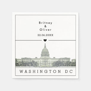 Serviette En Papier Paysage urbain de Washington DC - Mariage personna