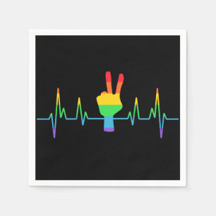 Serviette En Papier Peace Gay Hearbeat LGBT