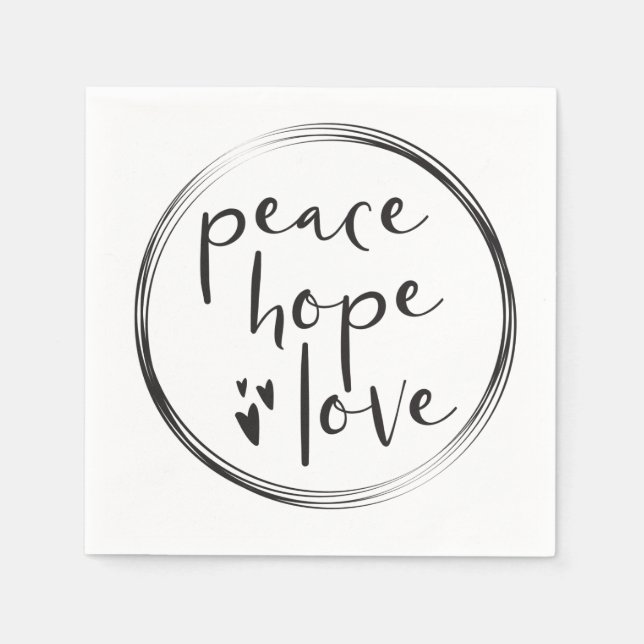 Serviette En Papier Peace Hope Love Simple Christmas Modern (Devant)