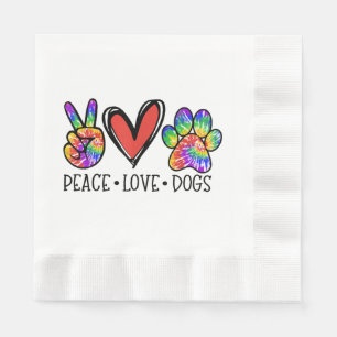 Serviette En Papier Peace Love Chiens Paws Tie Dye Rainbow Animal Resc