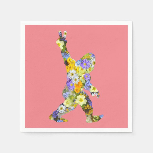 Serviette En Papier Peace Love Floral Bigfoot (Devant)