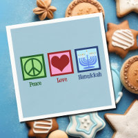 Peace Love Hanoukka Menorah Cute Blue Party