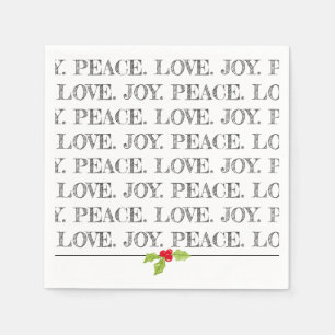 Serviette En Papier Peace Love Joie Noël Holly Holiday Fun